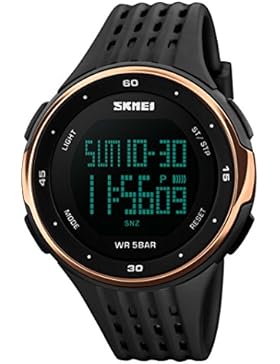 FunkyTop Männer Herrn Jungen LED Digital Armbanduhr Mit Stoppuhr Alarmfunktion Wasserdicht Uhren (Rose Gold)