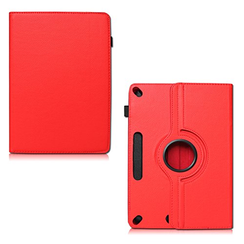 Tablet Schutz Hülle für Vodafone Tab Prime 6 / 7 aus hochwertigem Kunstleder mit Standfunktion 360° Drehbar kombiniert Schutz und Design Cover Case von NAUCI, Farben:Rot - 7