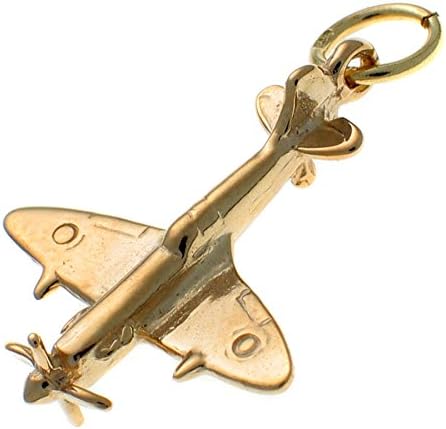 9ct Gold Spitfire Fighter Airplane Charm Pendant WBC1605
