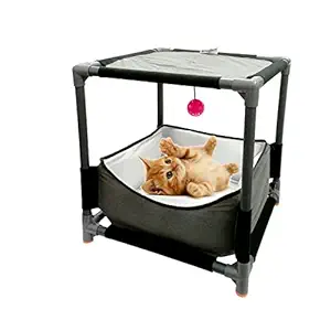 Jainsons Pet Products Cat and Kitten Playing Houses & Condos with Interactive Ringing Bell and Soft Furniture Bed, Cat Playing Center House Keep Your Pet Happy and Healthy