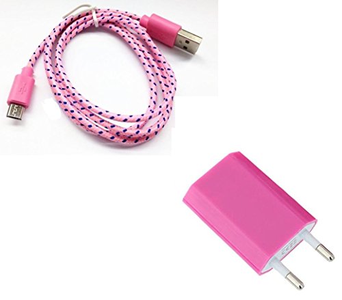 Reido® Textil 2m (Pink) 2in1 Set Adapter + USB Datenkabel für Samsung SM-G900F Galaxy S5 Galaxy S7 S4 S3 S2 S6 S5 S6edge (2m länge) Samsung Galaxy S6 S5 S7edge Galaxy S4 S5 I9300 I9505 S4mini S2 i9100 I9300 Galaxy S4 Galaxy S3 S3Mini S5mini Galaxy S3mini / S 4S4mini / S5 S5mini I9505 Galaxy S4 I9300 Galaxy I9100 I8190 I9500 Micro-USB Ladegerät Ladekabel Netzteil (kein Original) (2in1 Textil Pink Adapter+Kabel)