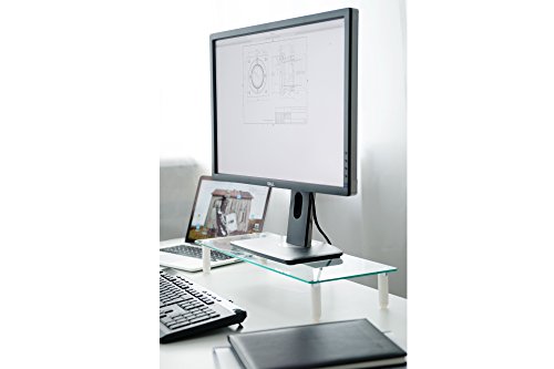 DIGITUS Universal Glas Monitorerhöhung, 13 – 32 Zoll, 8cm Erhöhung, 56 x 21 x 8 cm, bis 20kg, durchsichtig / silber - 8