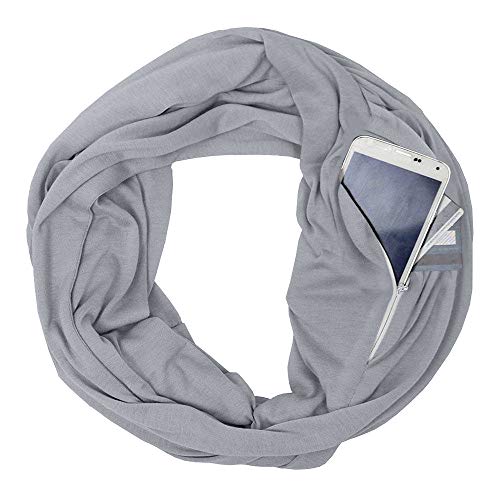 Preisvergleich Produktbild Damen Mode Solid Loop Zipper Pocket Reißverschluss Geheimtasche Schals Halstücher Weihnachten Cabrio Infinity Schal Winter Warme Kuscheldecke Schal Geschenke Familie Mädchen Frau Mama Freundin (Grau)