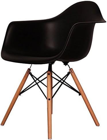 Charles Eames Style Black Plastic Retro Armchair