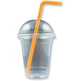 Plastik Milkshake Bardağı 100'l&uuml; Kapaklı İ&ccedil;ecek Şeffaf Meşrubat Bardağı Cup 350 Cc(ml)