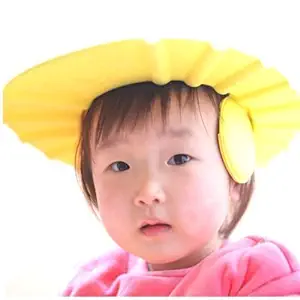 AJB New Adjustable Safe Soft Bathing Baby Wash Hair for Children Baby Eye Ear Protector Leaves Shape Shower/Shamoo Cap Hat Baby