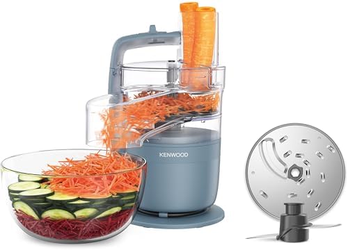 Kenwood MultiPro Compact – Robot da Cucina Multifunzione con Express Serve, Lama in Acciaio Inox, Dischi Affetta e Grattugia, Funzione Pulse, Blu Tempesta (FDP23.130GY)