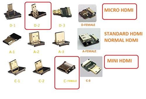 Neue schwarze FPV HDMI Kabel Micro Schnittstelle zu Mini-Schnittstelle für Gopro Sony A7SII A7RII A9 A6500 A6300 (eine umgekehrte Sockel A6000) Grad (Mikro männlichen Hdmi auf Mini Hdmi weiblich) 20CM - 2