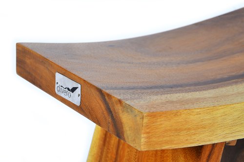Nexos DIVERO Hocker Suar Holz Sitzhocker Holzhocker massiv, reine Handarbeit - 3