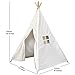Produktbild [TIPI ZELT] Indianerzelt für Kinder - für Kinderzimmer - Wigwam 140x120x120 cm - Tipi tent Baumwollsegeltuch - Für in und um ihr haus - mit 4 Holzstangen und Fenster - GadgetQounts (Weiß)