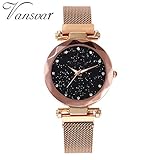 TianWlio Armbanduhren Damen Quarz Edelstahl Band Mesh Magnet Schnalle Sternenhimmel Analog Handgelenk Armbanduhren