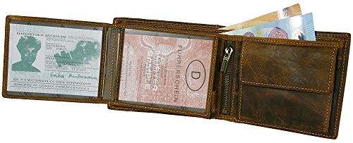 Herren Geldbörse Geldbeutel Portemonnaie Leder WILD, Farbe:Braun - 3