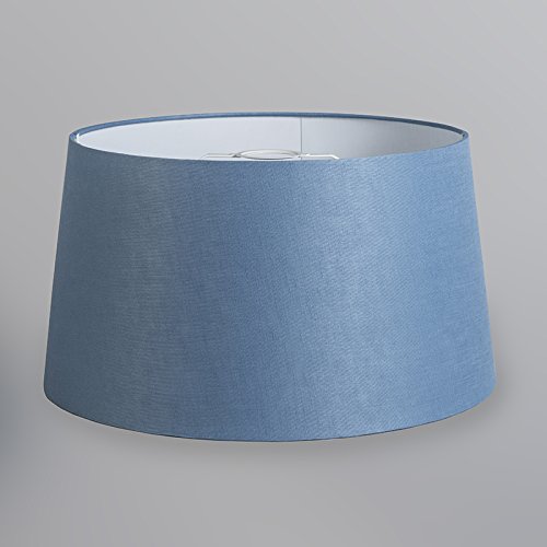 QAZQA Leinen Lampenschirm 40cm rund DS E27 leinen blau , Rund konisch Schirm Pendelleuchte, Schirm Stehleuchte, - 3