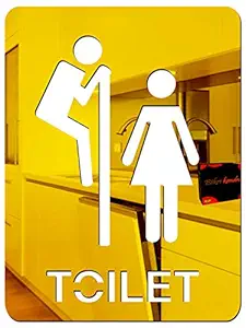 Bikri Kendra - Acrylic Toilet Sign Board Wall Refrigerator Sticker, Gold