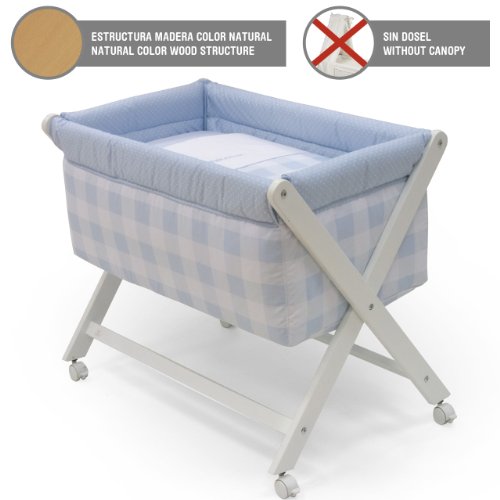 Cambrass Crib X Wood (46 x 78 cm, Bebe Blue/ Natural)