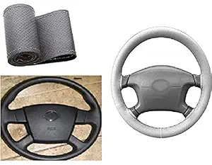 Autyle Car Steering Leather Cover Compatible with Hyundai Accent (Grey)