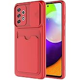 Aksesuarcim Samsung Galaxy A52 ile Uyumlu Silikon Kılıf Mat Renkli Kart B&ouml;lmeli C&uuml;zdanlı Kamera Lens Korumalı Kapak Kartix Kı