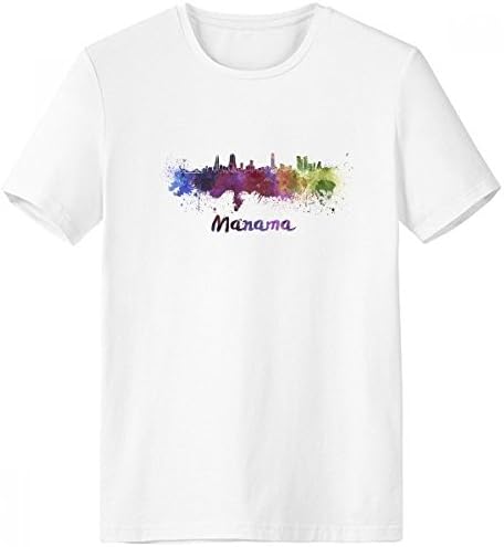 Manama Bahrain Country City Watercolor Illustration Crew-Neck White T-shirt Spring and Summer Tagless Comfort Cotton Sports T-shirts Gift