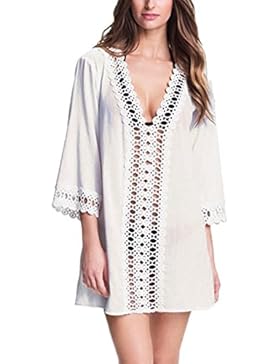 Landove Camicia Collo A V Donna Manica 3 4 Sexy Bikini Cover Up Pareo Copri Pizzo Costumi da Bagno Abito Da Mare...