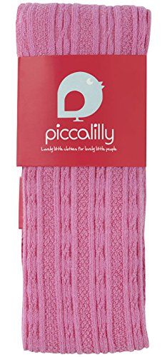 Piccalilly Organic Cotton Pink Girls Cable Knit Tights