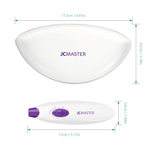 JCMASTER Maniküre/Pediküre/Hornhautentfernung 5 in 1 Set Batterie betrieben, mobiler Nagelfräser lila/weiß für privaten Gebrauch, Reisen und unterwegs - 5
