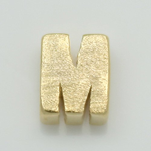 Annielov 2 Piezas De Mate Cepillado Efecto La Letra Del Alfabeto Colgantes 'M' Encanta Los Conectores Iniciales Vincula Cuentas De Metal De Oro 16K Plateado Sobre Latón Para Pulseras