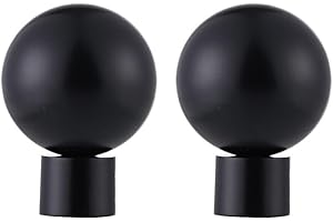 Lister Cartwright 19mm Curtain Pole Ends Finials Pack of 2 Adjustable Screws Available in Colours Obsidian Black (Metal Ball Finials)