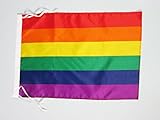 Material : Poliester 100D AZ FLAG Bandera Arcoiris 45x30cm - BANDERINA Gay - Rainbow 30 x 45 cm cordeles