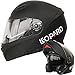 Produktbild Leopard LEO-888 Doppelvisier Klapphelm Integralhelm (XS-XXL) Motorradhelm Mattschwarz XXL (63-64cm) Damen und Herren ECE Genehmigt