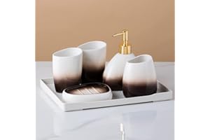 XYQXYQ Weißes Badezimmer-Zubehör-Set, moderne Badezimmerdekoration, luxuriöses 6-teiliges Badezimmer-Zubehör-Set, komplett mit Seifenspender, Zahnbürstenhalter, Becher, Tablett