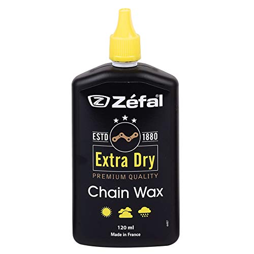 Zéfal Extra Dry Wax 120 ML-Lubrifiant chaîne vélo à Base de Cire-Propreté optimale de la Transmission Mixte Adulte, Noir-Jaune