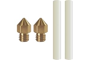 QIDI TECH 0.4 mm M6 Brass Extruder Nozzles for X-CF Pro/i-Fast 3D Printer, Nozzles with PTFE Tube for 1.75mm Filament, 2 Pcs