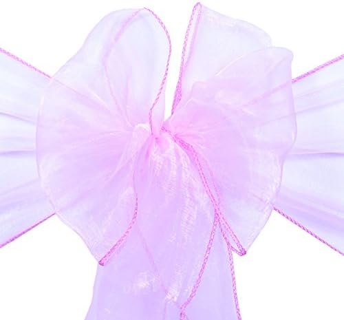Chair Cover Base 10pcs Organza Sash, Organza Sashes, Organza Bow For All types of Weddings, Christmas, Xmas, Party's, Birthdays, Decoration (Bubblegum Pink)