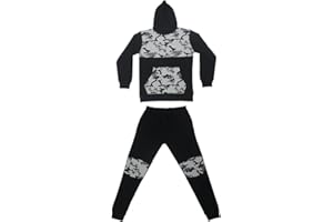 biyya® Boys Tracksuit Activewear 2 Piece Kids Fleece Pull Over Hoodie and Joggers Camouflage Contrast Tracksuit Set 5-14 Years