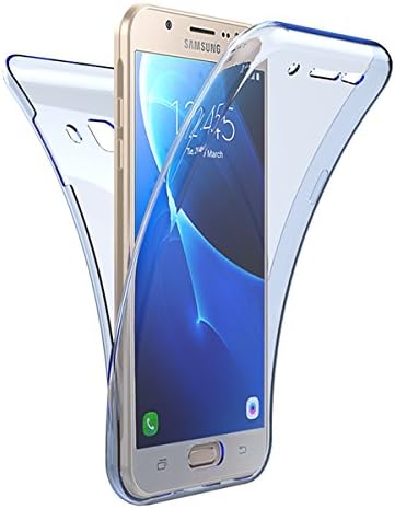 Galaxy J7 2016 Case, Galaxy J7 (6) Clear Cover, GrandEver 360-degree Protective Ultra Slim Full Body Case Spft Silicone TPU Bumper Rubber Gel Skin Cases Front and Back Soft Flexible Cover for Samsung Galaxy J7 (2016) -- Blue