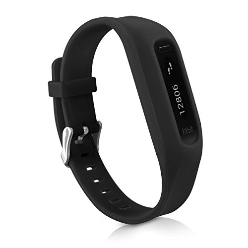 kwmobile 2in1 Set: 2x Sport Ersatzarmband für Fitbit One in Schwarz Dunkelblau Innenmaße: ca. 14 – 20 cm – Silikon Armband mit Uhrenverschluss ohne Tracker - 3