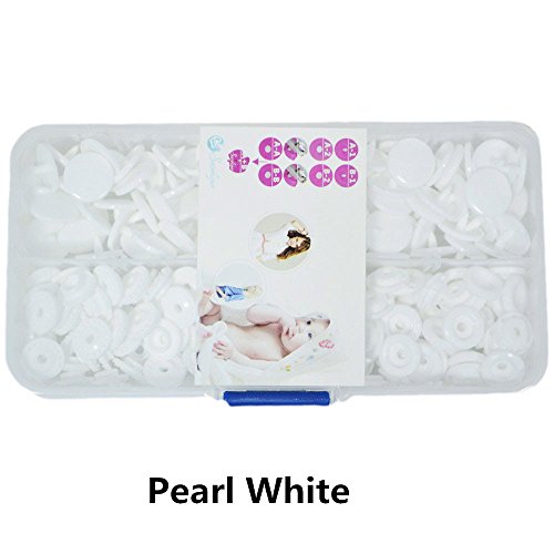 Seawhisper Starter Pack of 50 Complete Snaps/T5 Plastic Snap Fasteners Sets for Sewing Cloth Diaper/Bibs/Unpaper Towels/Nappies/Buttons/Mama Pads - A53 Pearl white