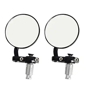 Allextreme Aluminum EXBSMB2 Universal Foldable Round Bar End Side Rear View Convex Mirrors for Motorcycles and Bikes (Black) - 2 Pieces