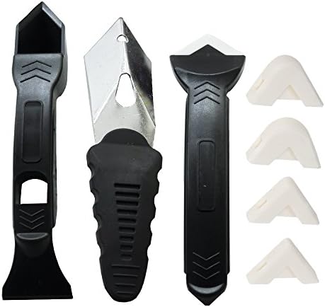 Silicone Scraper and Trowel, GooChan 3 Pieces Caulking Tool Kit,Caulk Finisher and Remover