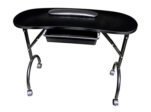 BLACK PORTABLE SALON MANICURE NAIL HAND ART BEAUTY TABLE FOLDING FOLDABLE DESK