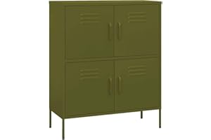 vidaXL Storage Cabinet Home Living Room Furniture Accessories Modern Sideboard Cupboard Bookcase Display Book Cabinet Olive Green Steel