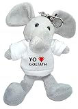 camiseta lavable Elefante de peluche (llavero) con Amo Goliath en la camiseta (nombre de pila/apellido/apodo)