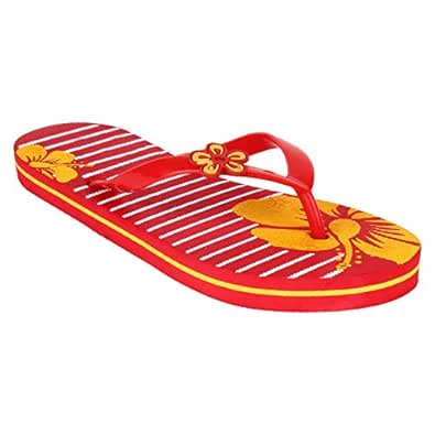 red designer flip flops