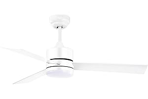 BEL AIR HOME - Ventilateur de Plafond LED 20W - Moteur DC Silencieux 6 Vitesses - Lumière 3 Températures 3000K-6500K - Télécommande DC Pour Brasseur d'Air - 3 Pales Réversibles, Blanc, Aluminium
