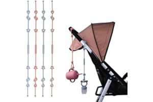 GRANVOO 4 Stück Baby Schnullerband Silikon Cup Catcher, Kinderwagen-Schnuller-Gurt Lebensmittelqualität, Soother Strap Baby Toy, Verstellbar Schnullerkette für Spielzeug, Kinderwagen, Autositze