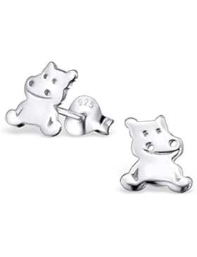 Janusch Ohrstecker Nilpferd 925 Sterling-Silber, wilde Tiere Serie
