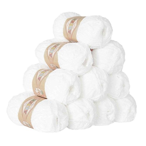10 x 50g Kuschelgarn Kuschelwolle SOFTY by ALIZE #450 weiß