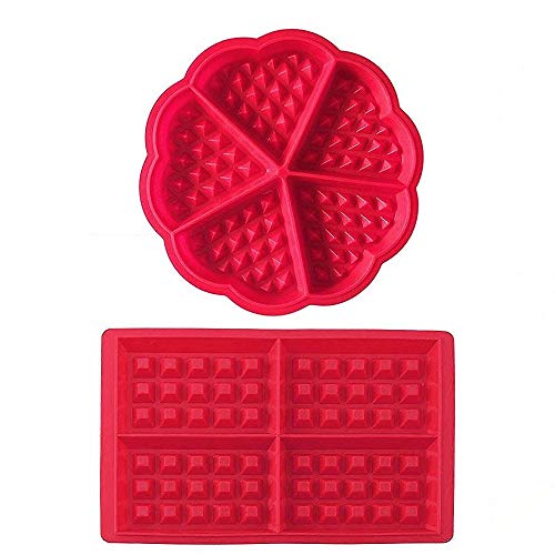 Hoovo Moldes de Gofres de Silicona Herramientas para Hornear Galletas para Tarta Muffin Cocina, 2Pcs Set