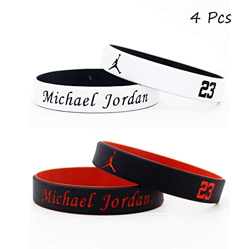 Lorh's store estrella de baloncesto firma color doble abanicos muñequeras deporte absorbe sudor pulsera de silicona 4 piezas