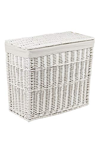 VIVANNO Wäschekorb Wäschesortierer aus Vollweide 'Grand' 60 cm hoch, Weiß